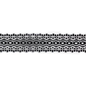 Flower Edge Eyelet Lace Per Meter 30mm Black